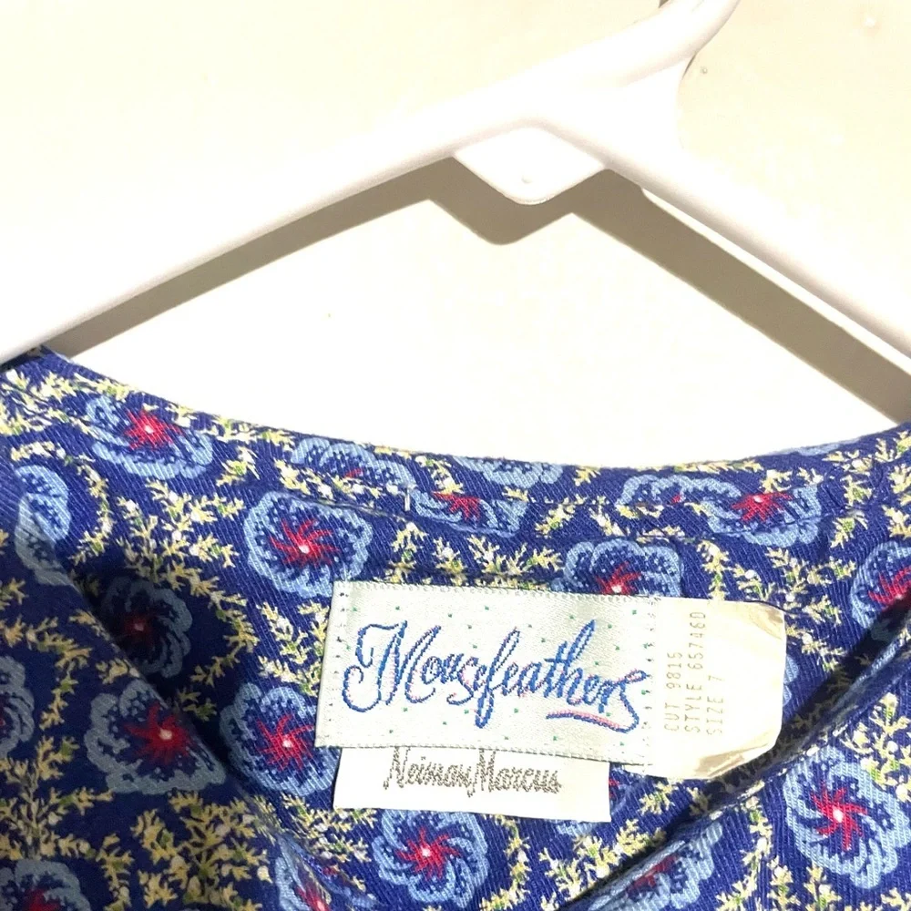 Mouse‎ Feathers Vintage Blue Floral Prairie Dress Spring School Size 7